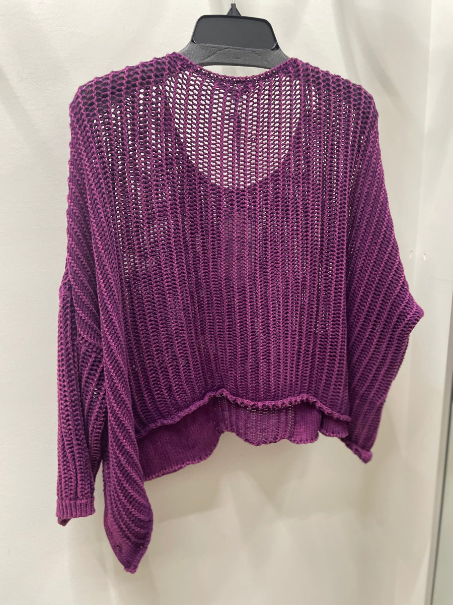 Oversized Crochet Pocket Top