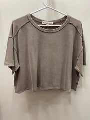 Mineral Washed Cropped Short Sleeve Tee by Rae Mode