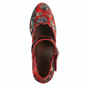 L'Artiste Adodora Shoes in Red Multi Top View - Robin Boutique