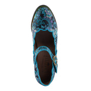 L'Artiste Adodora Shoes in Turquoise Multi Top View - Robin Boutique