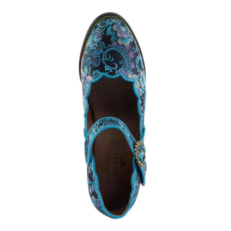 L'Artiste Adodora Shoes in Turquoise Multi Top View - Robin Boutique