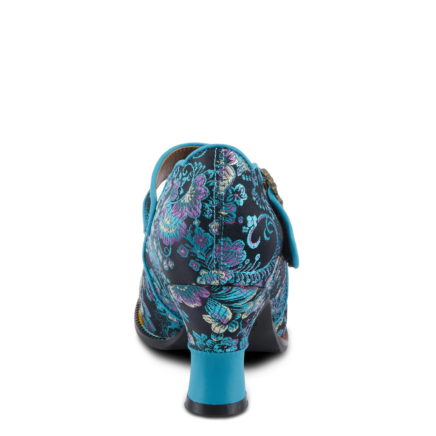 L'Artiste Adodora Shoes in Turquoise Multi Back View - Robin Boutique