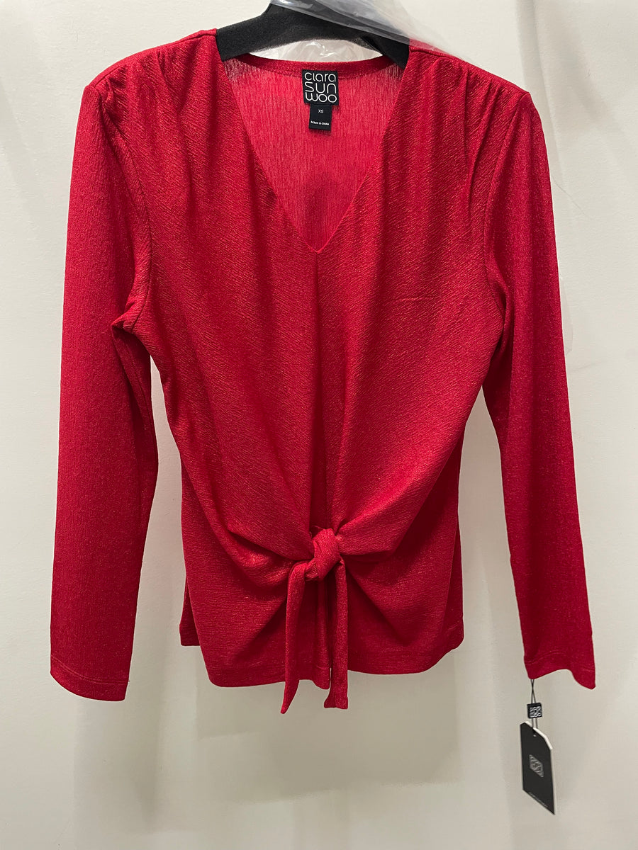 Glimmer Speck Front Tie Top by Clara Sun Woo
