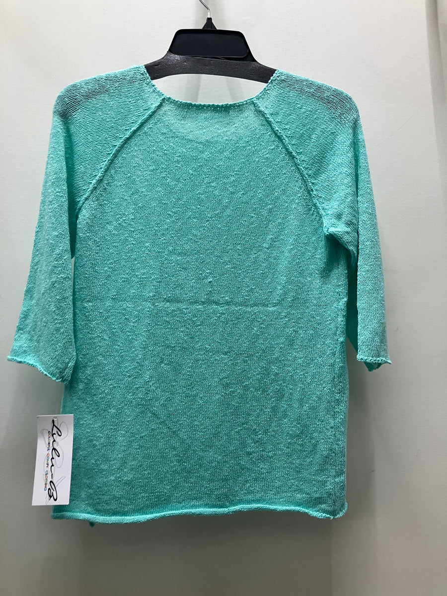 Short Sleeve Easy Raglan Sweater by Lulu-B
