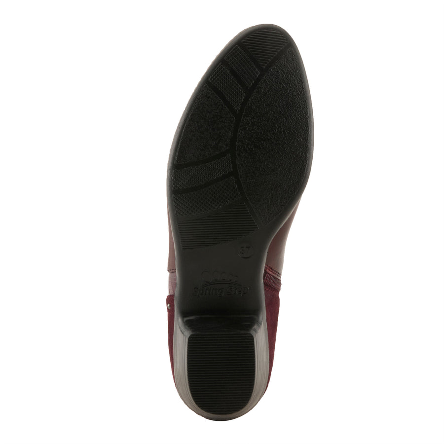 Spring Step Annelise Boots in bordeaux sole view- Robin Boutique