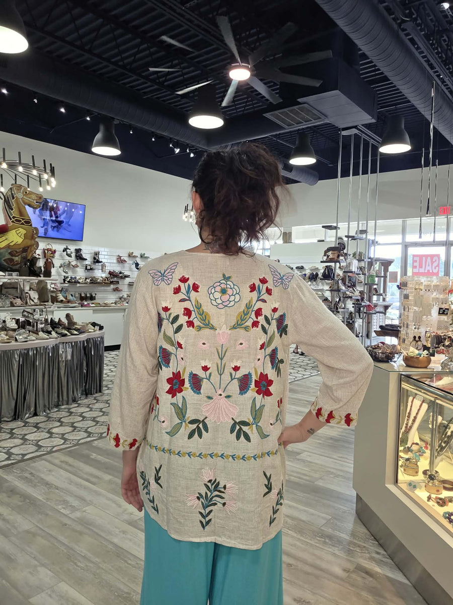 Wildflower Whimsy Embroidered Kimono by All About Her