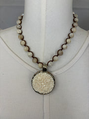 Ivory Bloom Carved Bone Necklace