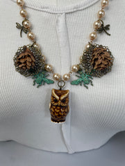 Dragonflies, Bees, and Owl Necklace by Gina