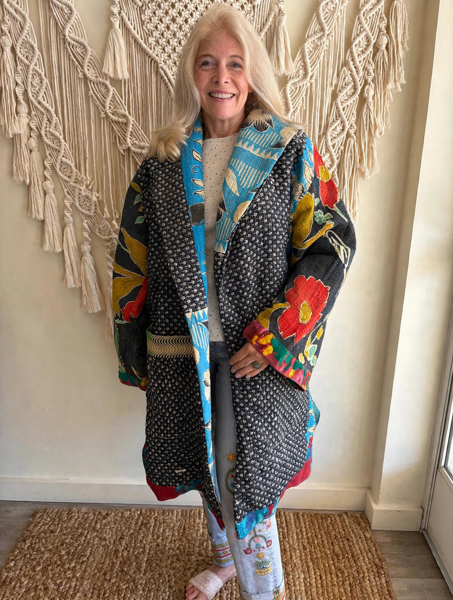 Fine Kantha Drifter Coat #036 by Kantha Bae