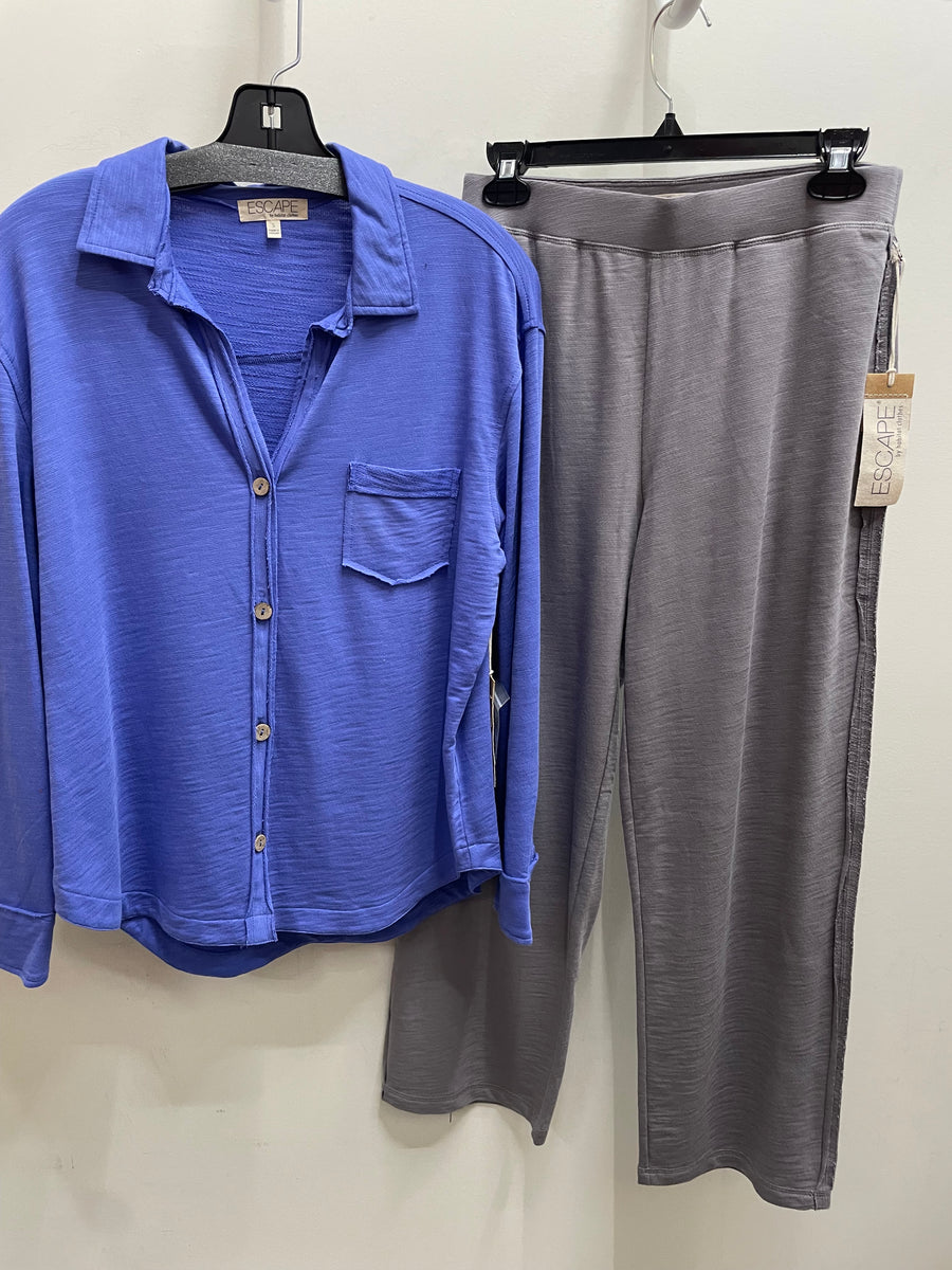 Modal Spandex Terry Flood Pant by Escape by Habitat 66843 Robin Boutique Modal Spandex Terry Shacket by Escape by Habitat 26895 Robin Boutique