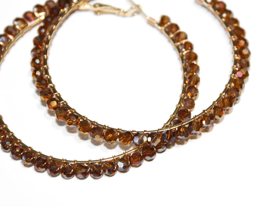Additional view of Mega Jewelette Crystal Hoop Earrings by Bali Queen from Robin Boutique.