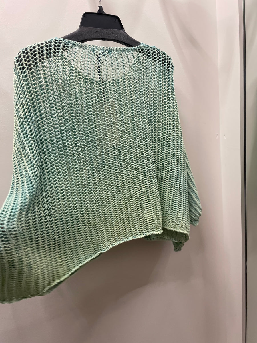 Oversized Crochet Pocket Top