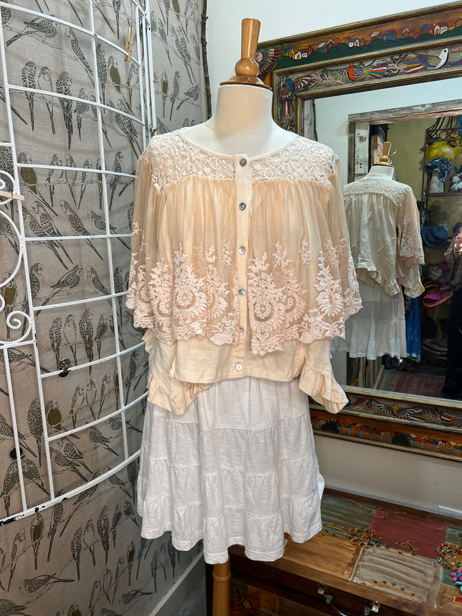 Lace Ruffle Top in Ecru by The Paper Lace