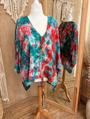 Crepe Sari Hi Lo Butterfly Top #173 by Kantha Bae