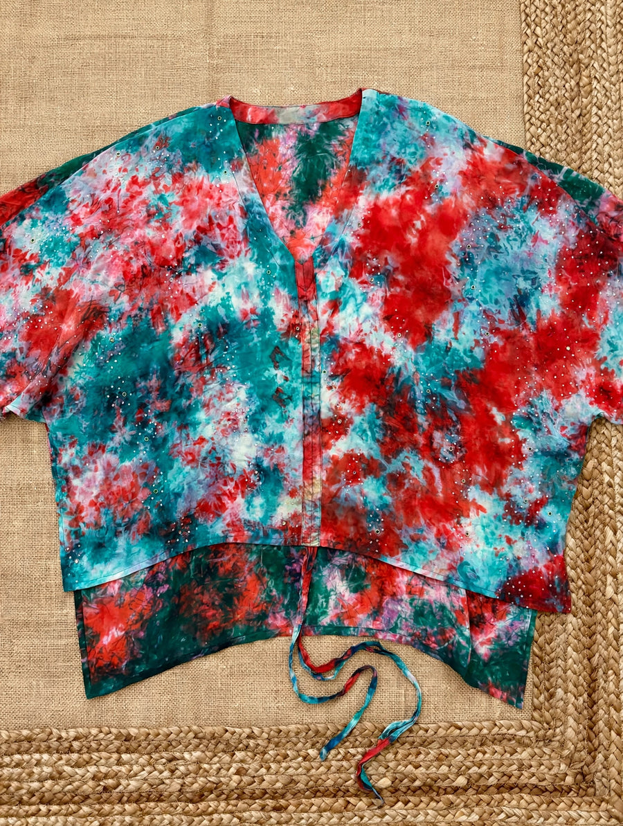 Crepe Sari Hi Lo Butterfly Top #173 by Kantha Bae
