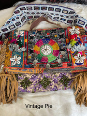 Upcycled Embroidered Structured Market Shoulder Bag by Kantha Bae - Robin Boutique-Boutique 