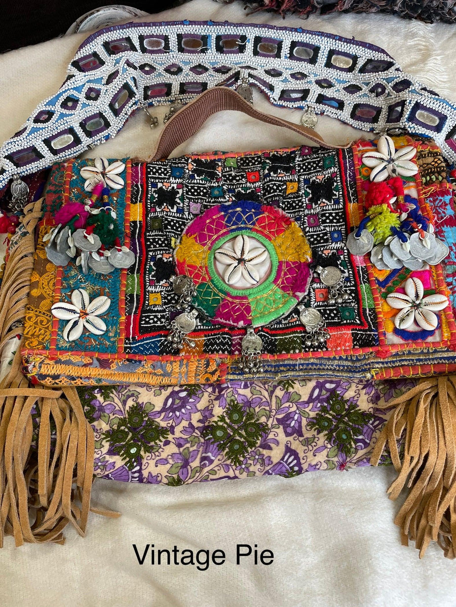 Upcycled Embroidered Structured Market Shoulder Bag by Kantha Bae - Robin Boutique-Boutique 