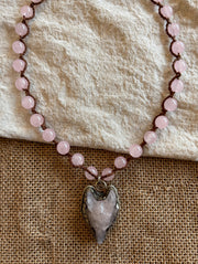 Rose Quartz Wolf Necklace by Tara Gasparian