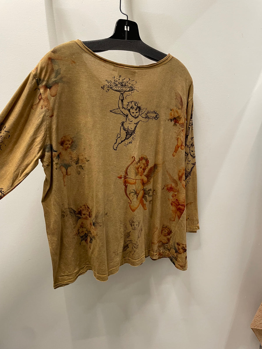 Driftwood Day Tee in Vintage Cherub Print by Paper Lace