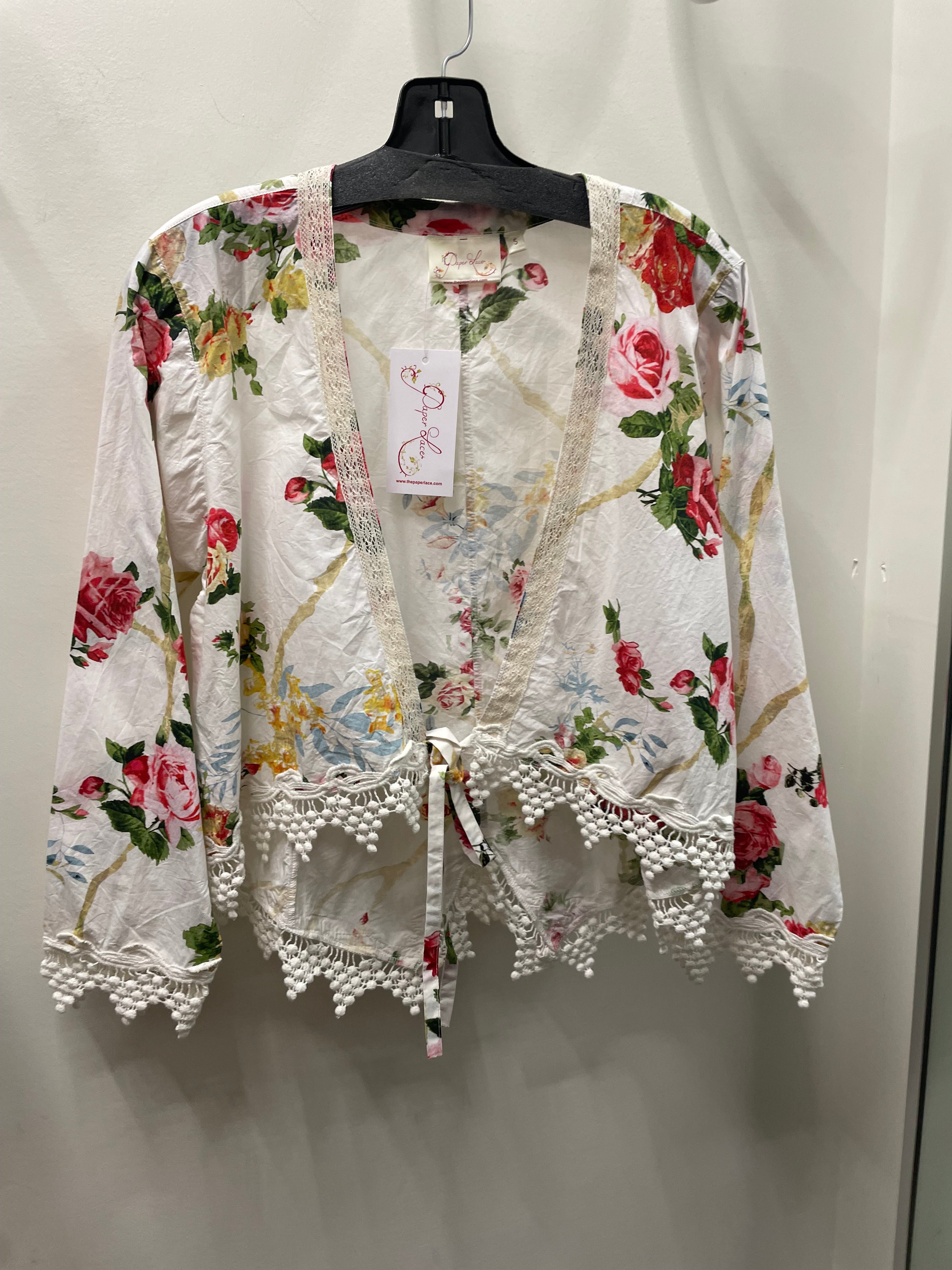 Linen Floral Hem Detail Shrug by Paper Lace
