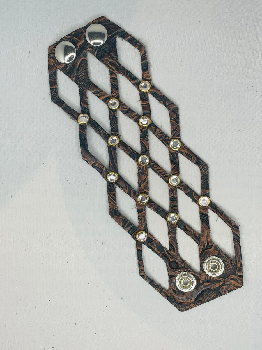 Geometric Leather Bracelet Cuff