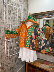 Half Moon Cropped Hooded Jacket #05 by Kantha Bae