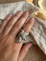 Free Spirit Turquoise Bird Ring Adjustable Ring by Tara Gasparian
