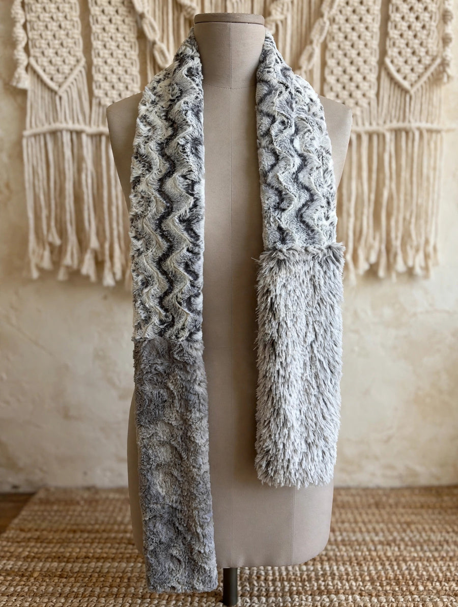 Faux Fur Patchwork Scarf by Vine Street