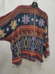 Reversible Teel Tapestry Fringe Top