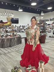 Faux Suede Illusion Jacket in Vintage Christmas by Origami Robin Boutique