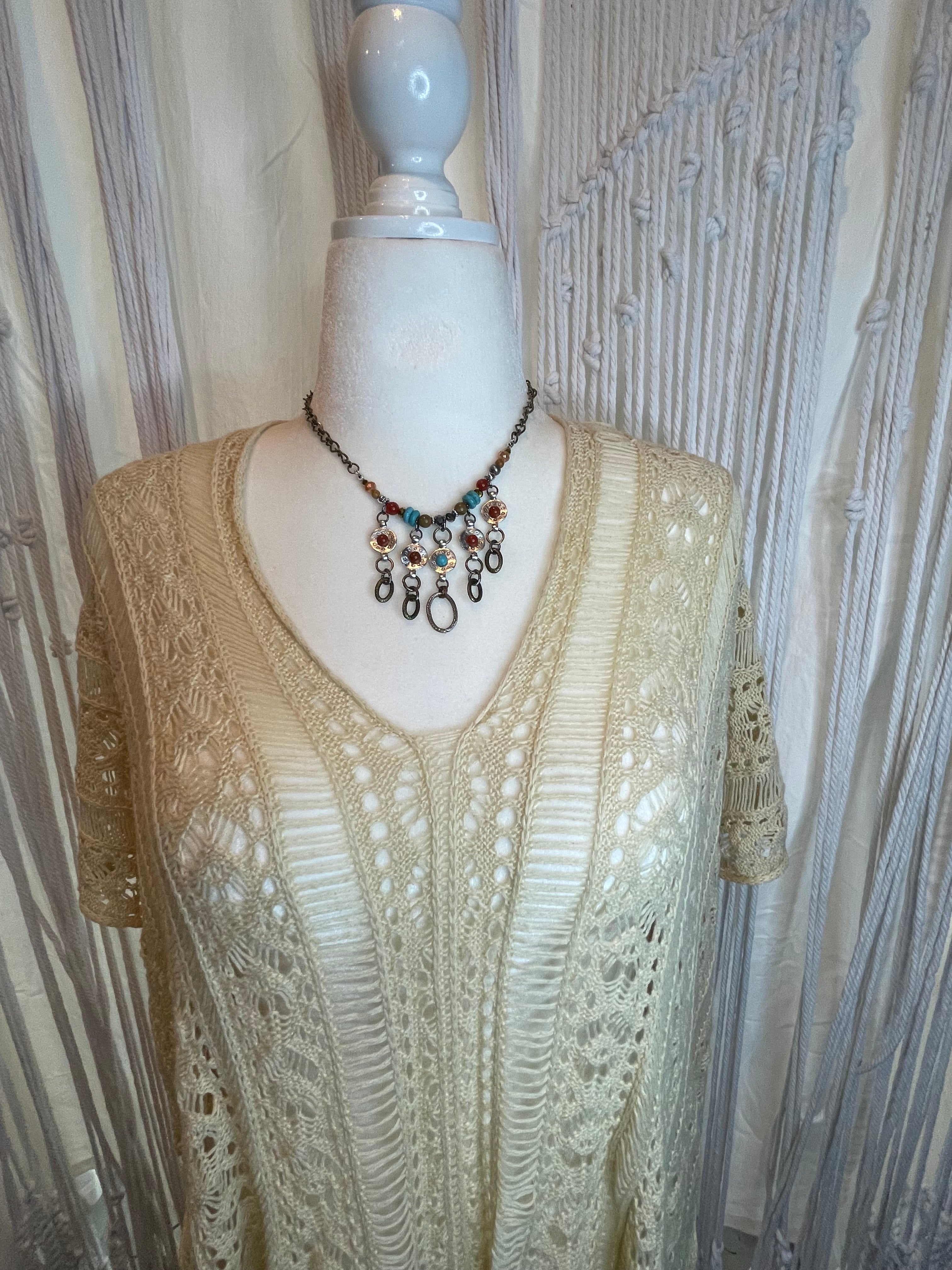 Solar Burst Beaded Short Necklace