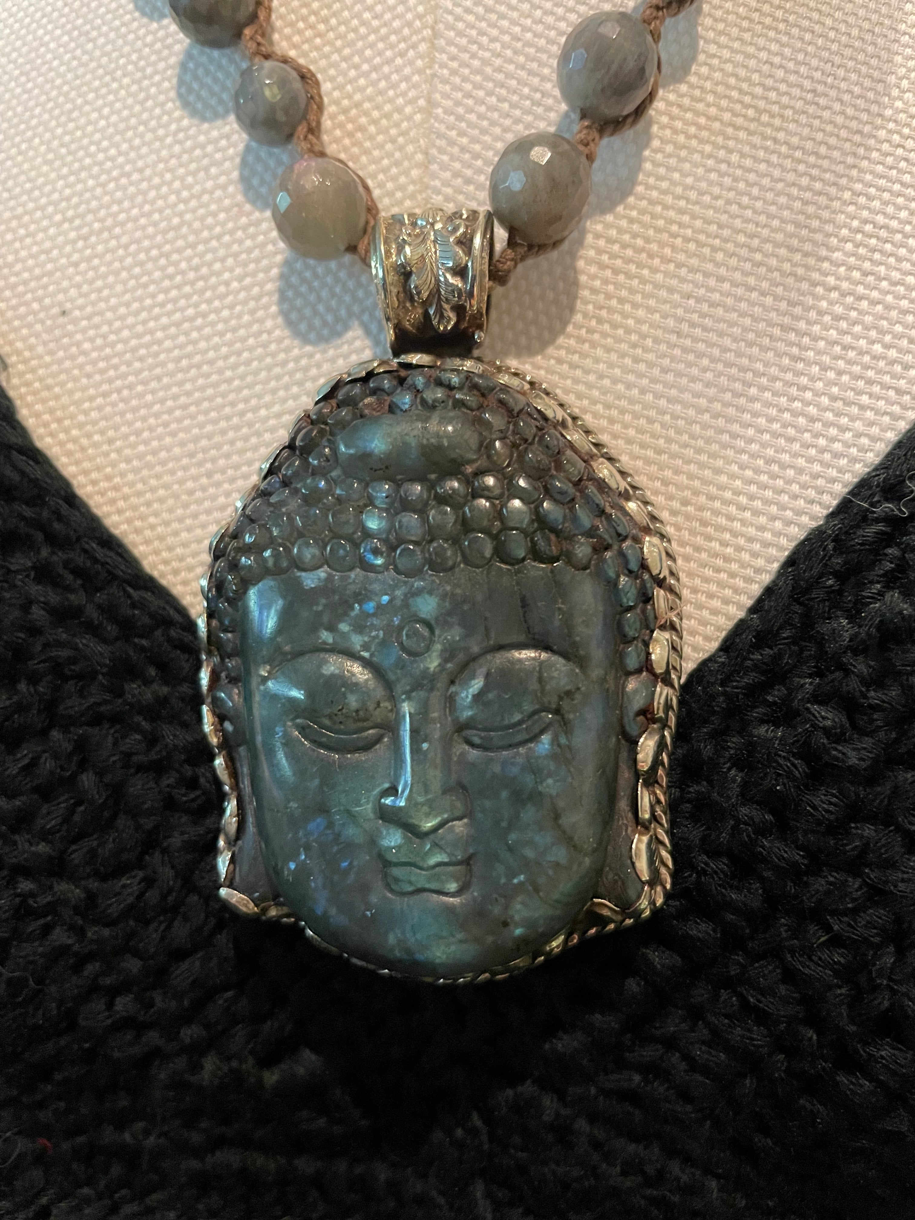 Buddha Carved in Labradorite Short Necklace