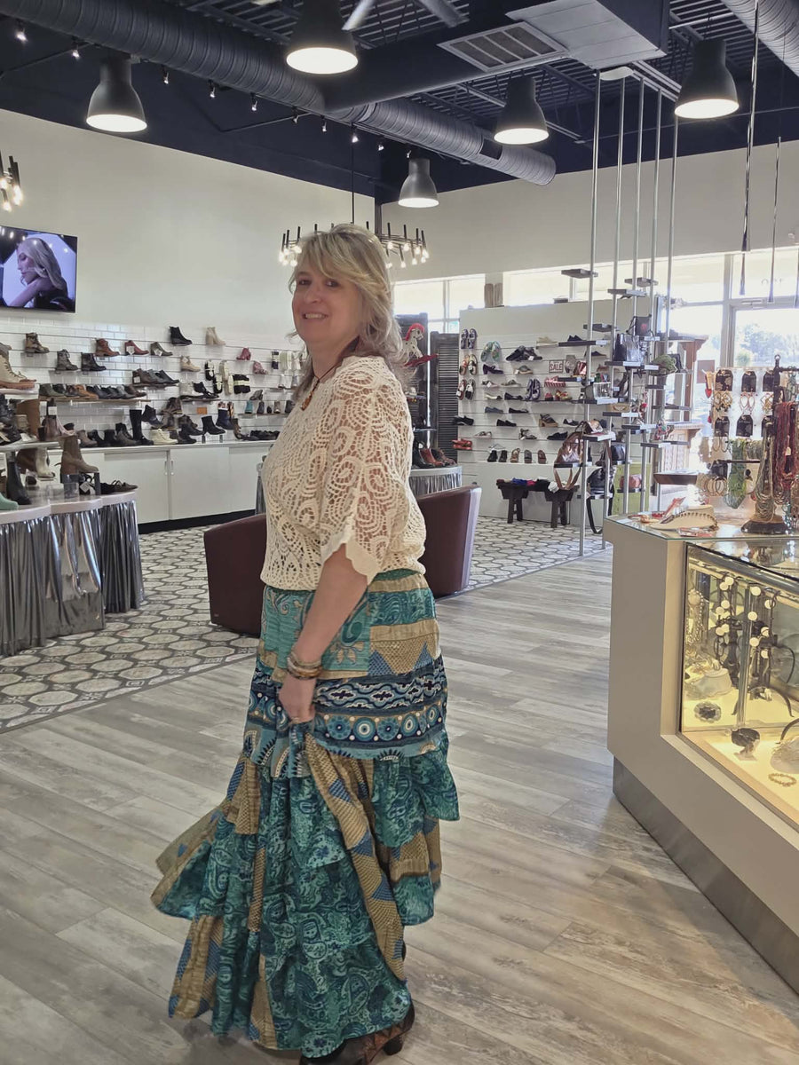 Rasgulla Sari Venus Ruffle Maxi by Kantha Bae Robin Boutique 