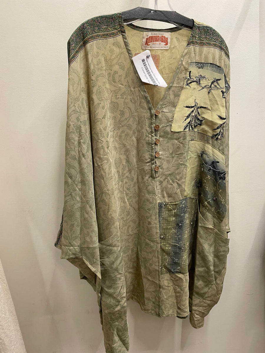 Crepe Sari Gaia Split Tunic #264 by Kantha Bae