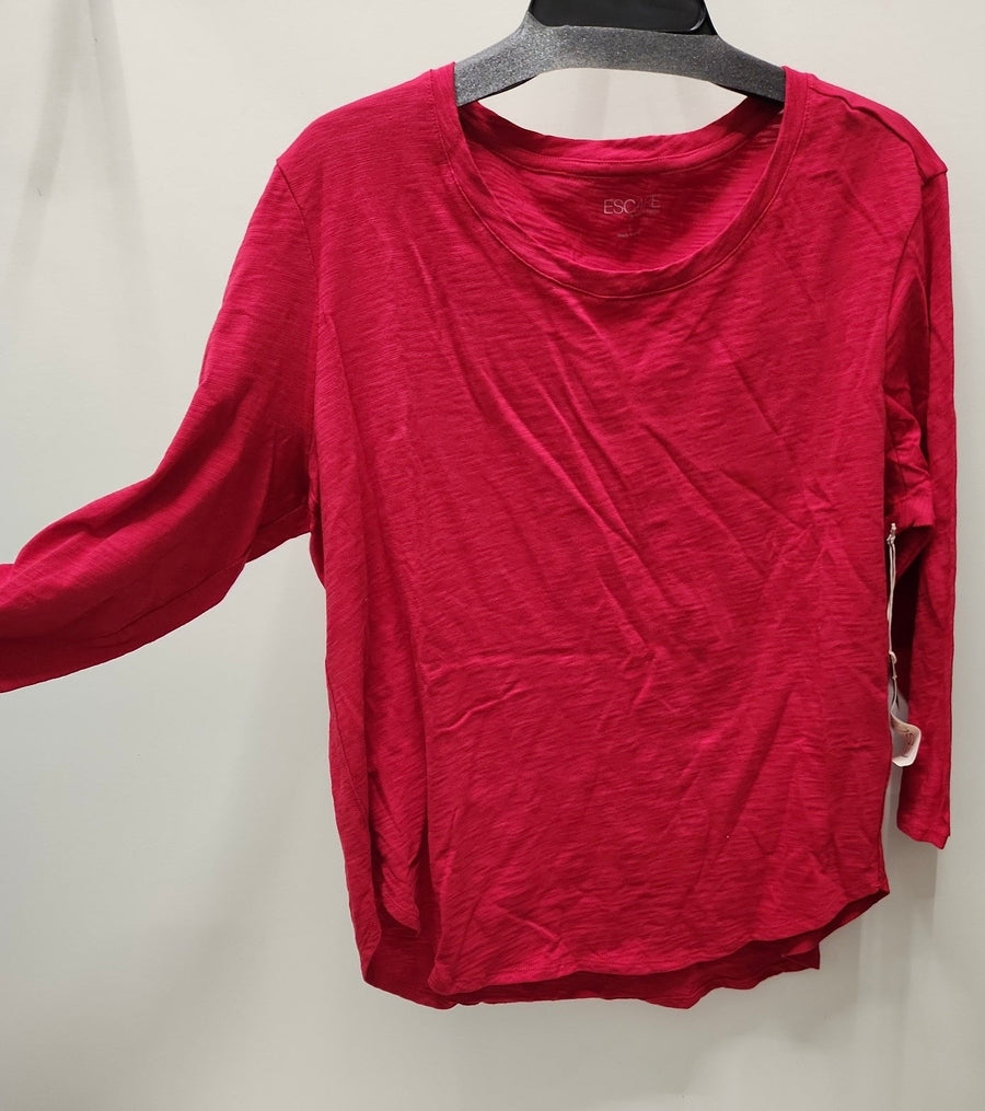 Solid Cotton Slub 3/4 Sleeve High-Low Tee by Escape