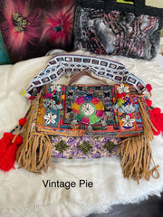 Upcycled Embroidered Structured Market Shoulder Bag by Kantha Bae - Robin Boutique-Boutique 