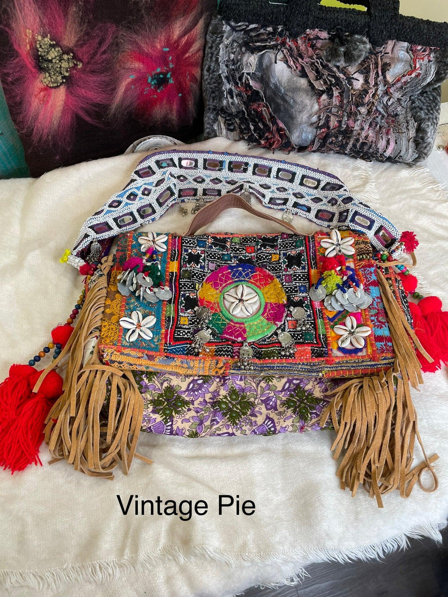 Upcycled Embroidered Structured Market Shoulder Bag by Kantha Bae - Robin Boutique-Boutique 