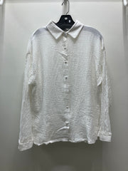Cotton Gauze Button Front Crochet Sleeve Top