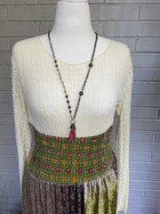 Asymmetric Beaded Drop Charm Necklace