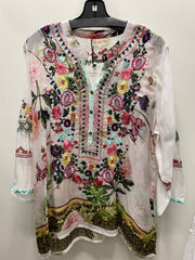 Floral Embroidered Mandarin Top by All About Her 5556