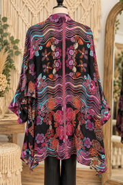 Bohemian Tapestry Kimono Jacket with Fringe