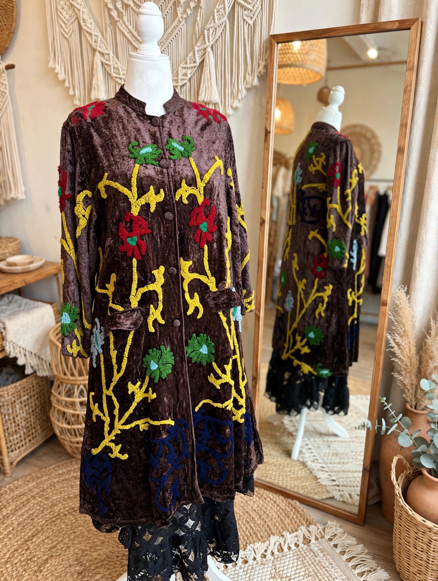 Velvet Garden Embroidered Coat by Paper Lace