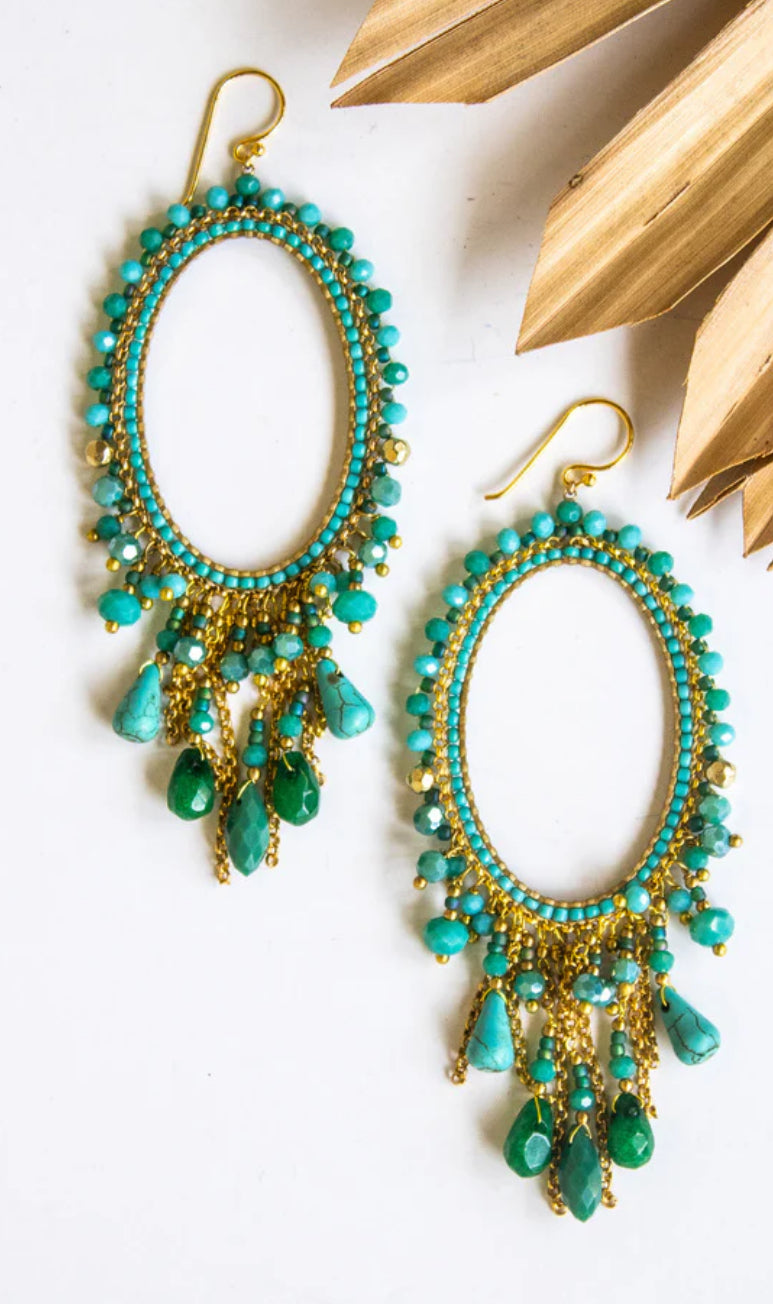 Additional view of Oh My Oval Crystal Earrings by Bali Queen from Robin Boutique.