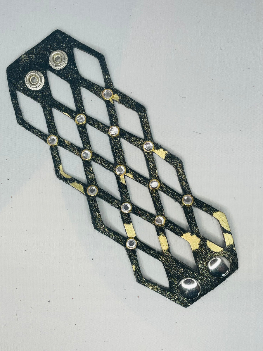Geometric Leather Fury Bracelet Cuff