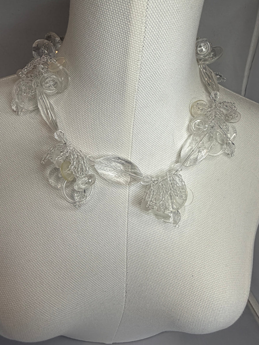 Crystal Clear Button Necklace by The Vintage Jewel