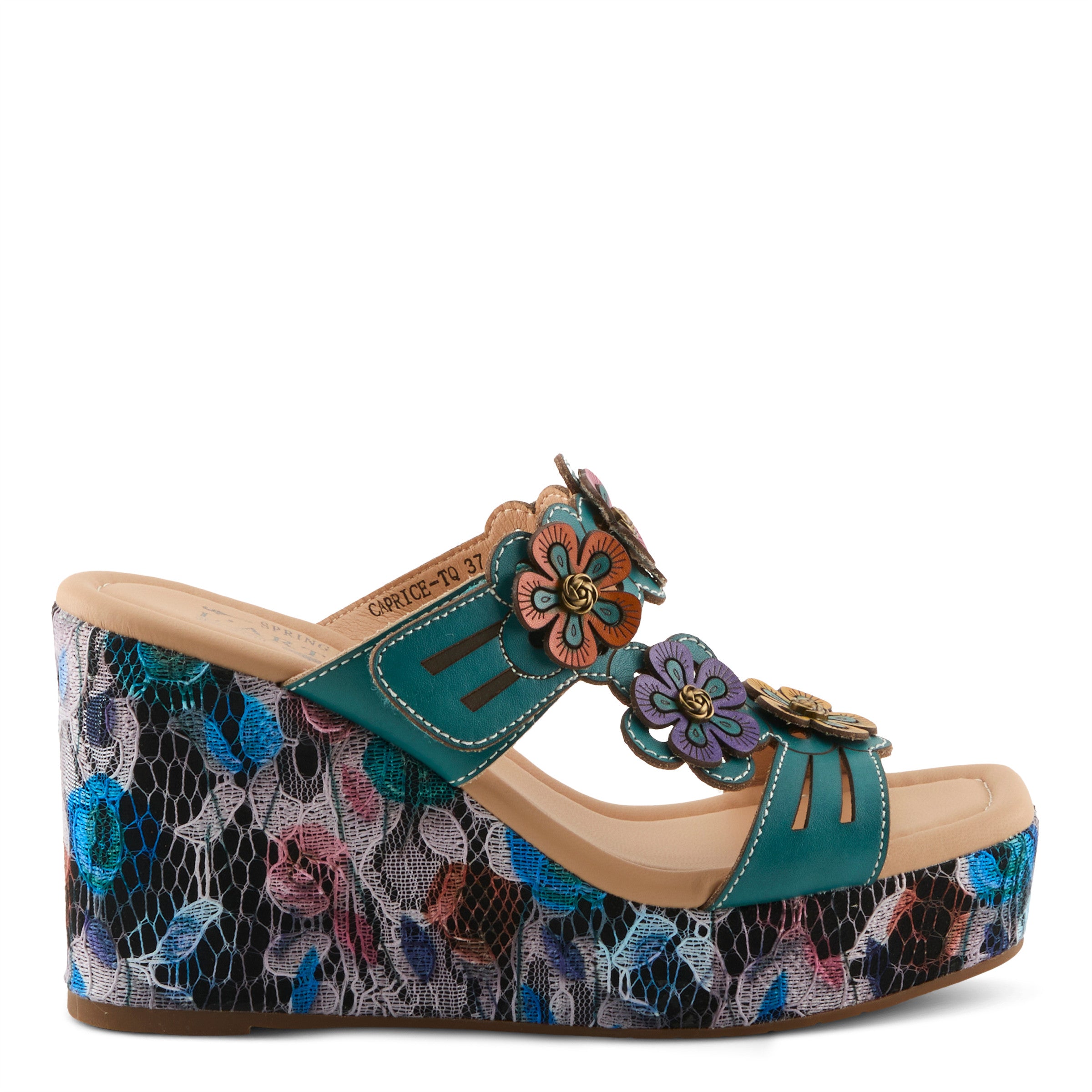 L'Artiste Caprice Platform Sandal Slides Turlquoise Robin Boutique