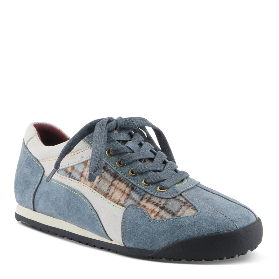 L'Artiste Carpediem Sneaker Shoes in Blue Multi Front Side View - Robin Boutique