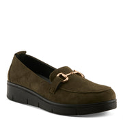 Flexus Cashmeran Shoes in olive front view - Robin Boutique