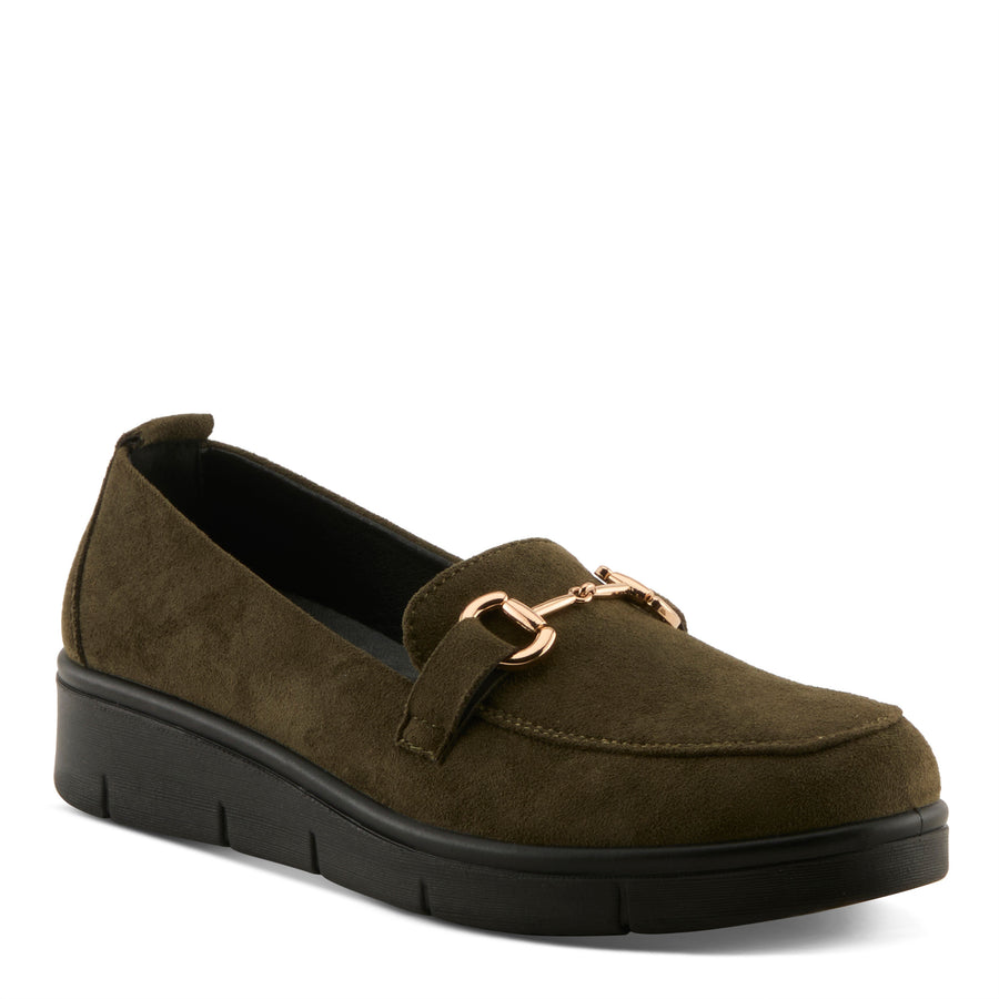 Flexus Cashmeran Shoes in olive front view - Robin Boutique