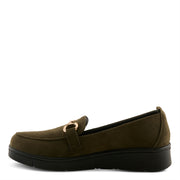 Flexus Cashmeran Shoes in olive side view - Robin Boutique